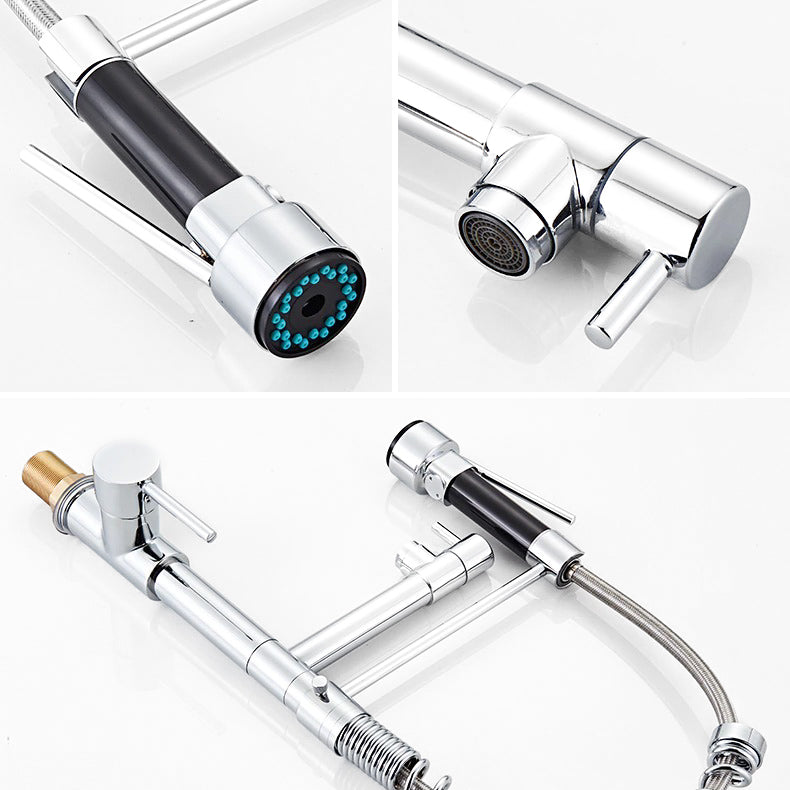 Mitigeur Robinet cuisine avec douchette flexible et bec chromé