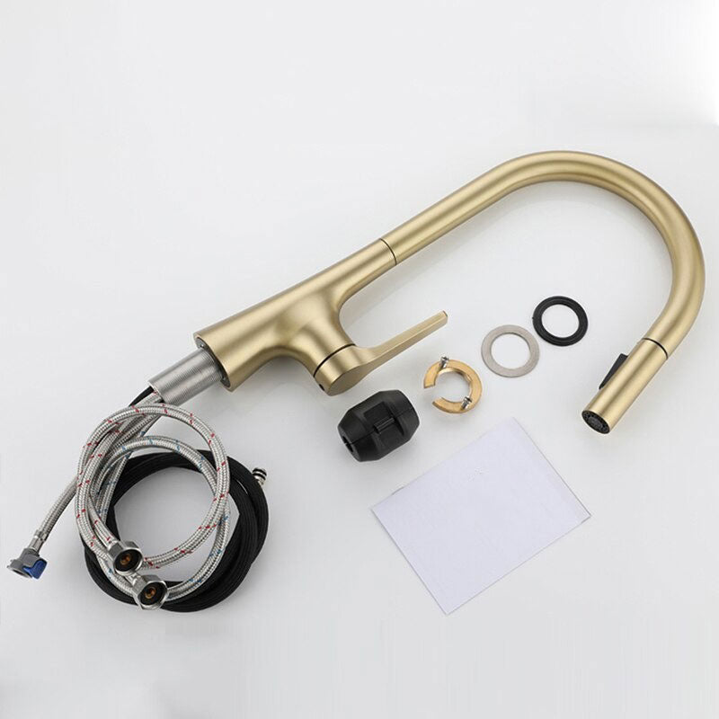 Mitigeur Robinet cuisine avec douchette extractible col de cygne LUXE doré