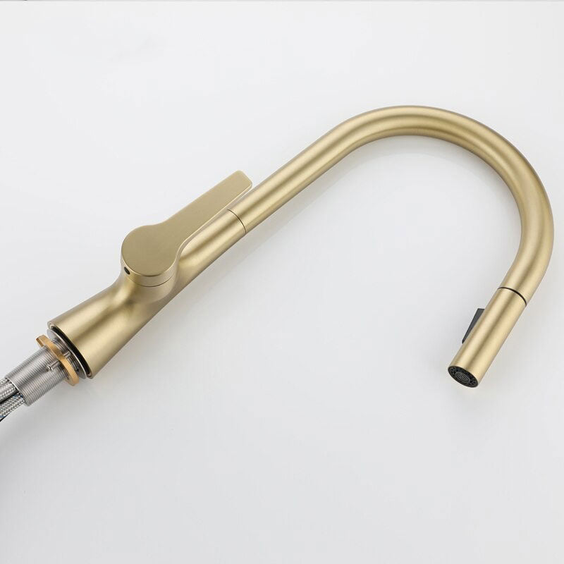 Mitigeur Robinet cuisine avec douchette extractible col de cygne LUXE doré