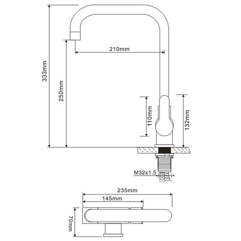 Mitigeur Robinet cuisine rabattable doré col de cygne