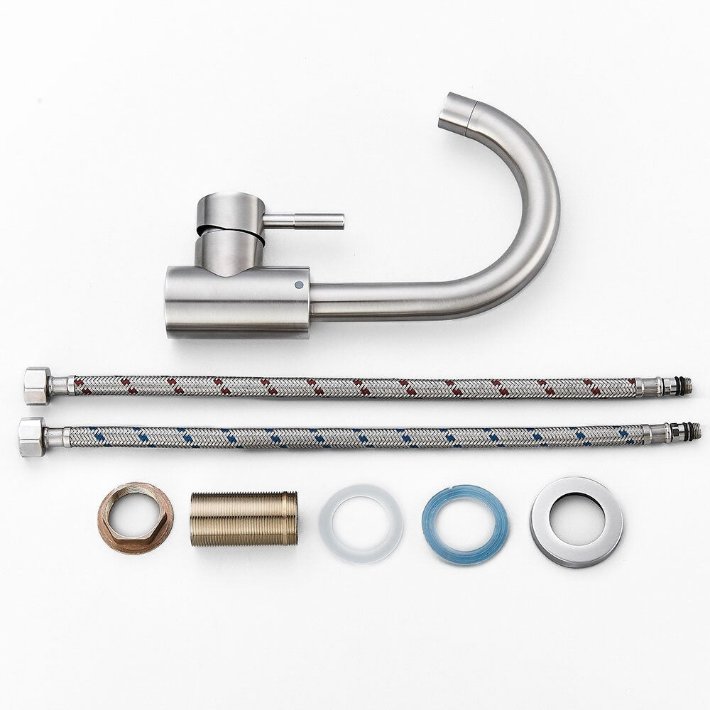 Mitigeur Robinet lavabo acier brossé CYGNE