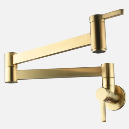 Robinet mitigeur évier cuisine eau froide rabattable mural encastrable - Doré - Laiton
